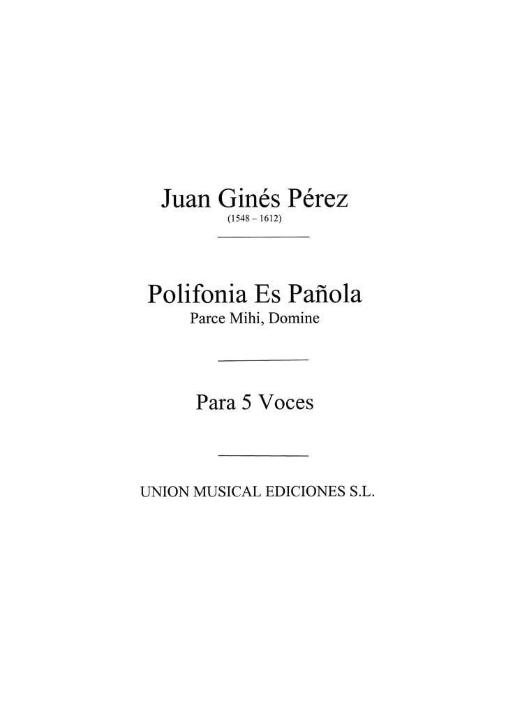 Perez: Parce Mihi Domine Motet for 5v.M